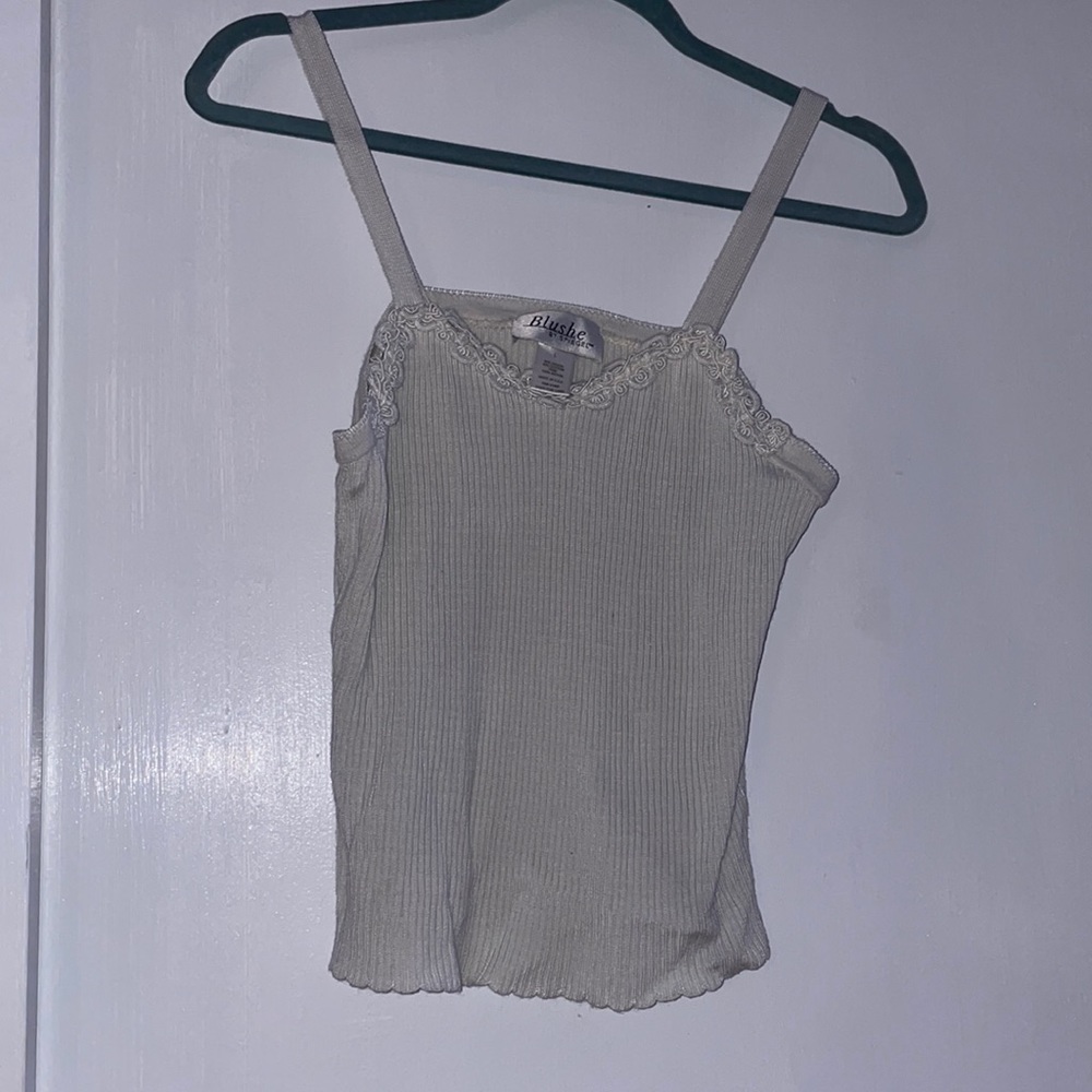 Vintage White Flower Detail Tank Top
